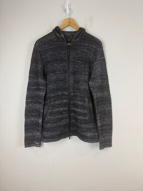 John Varvatos Black and Gray Knit Zip Jacket